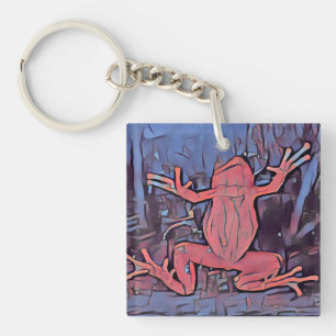 Porte-clefs Carré rouge Porte - clé de grenouille multicolor