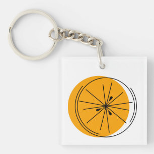 Porte-clefs Carré texte orange Citrus double face