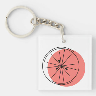 Porte-clefs Carré texte rose Citrus double face