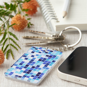 Porte-clefs Carreaux de Piscine, Carreaux de Mosaïque Bleus, M