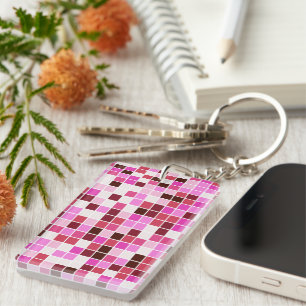 Porte-clefs Carreaux de piscine, Carreaux de mosaïque rose, Mo