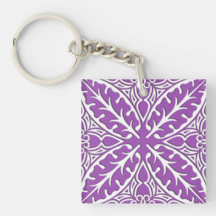 Porte-clefs Carreaux marocains - violet et blanc