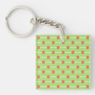 Porte-clefs Carreaux verts floraux