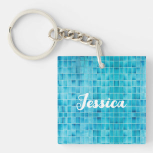 Porte-clefs Carrelage en verre bleu blocs mosaïque verre