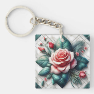 Porte-clefs Carrelage floral complexe mosaïque