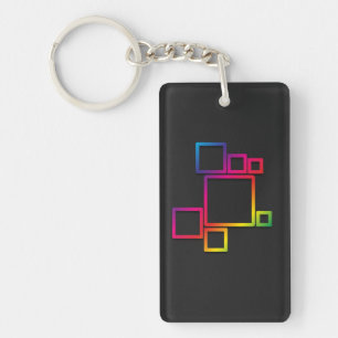 Porte-clefs Carrés colorés géniaux sur Noir No. 1