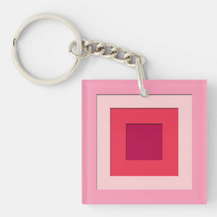 Porte-clefs Carrés superposés du milieu du siècle - rose et vi