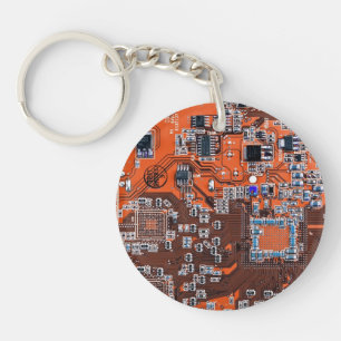 Porte-clefs Carte circuit imprimé circuit orange PCB