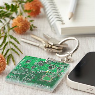 Porte-clefs Carte circuit imprimé circuit vert PCB