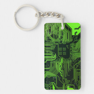 Porte-clefs Carte cool de circuit informatique verte