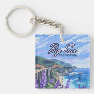 Porte-clefs Carte côte Big Sur California Retro West Coast