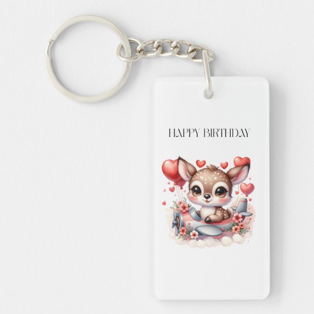 Porte-clefs Carte d'anniversaire de pilote de cerf (Devant)