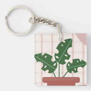 Porte-clefs Carte d'anniversaire de plante de feuille de Monst