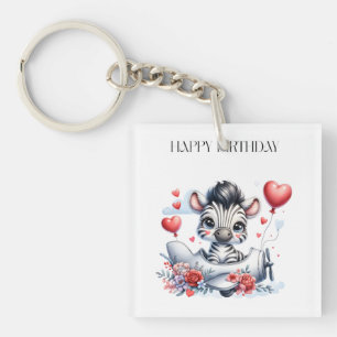Porte-clefs Carte d'anniversaire Zèbre Avion