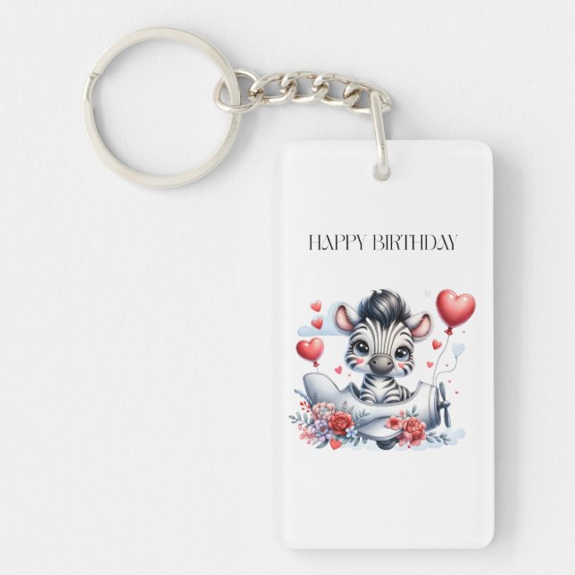 Porte-clefs Carte d'anniversaire Zèbre Avion (Devant)
