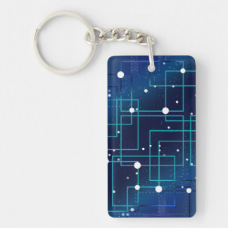 Porte-clefs Carte de circuit bleu et blanc