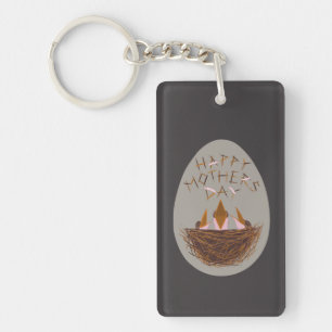 Porte-clefs Carte de fête des Mères avec des oisillons dans un