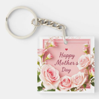 Porte-clefs Carte de Fête des Mères Rose Rose Élégante