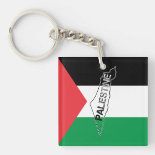 Porte-clefs Carte de la Palestine libre sur le drapeau palesti
