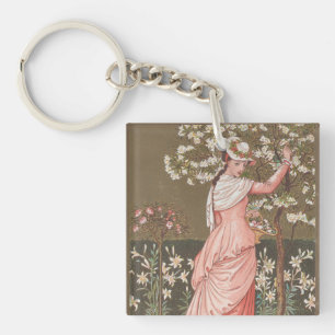 Porte-clefs Carte de la Saint-Valentin florale antique, ère vi