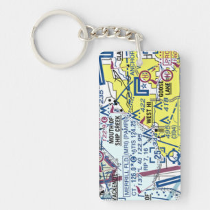Porte-clefs Carte de l'aéroport de Merrill Field / diagramme d