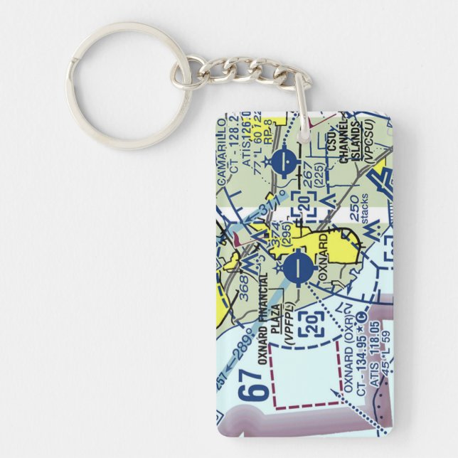Porte-clefs Carte de l'aéroport d'Oxnard / diagramme de taxi (Devant)