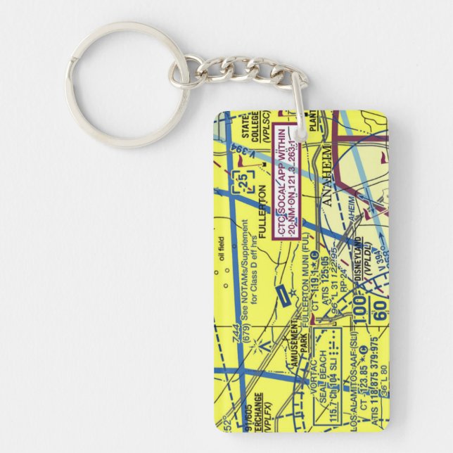 Porte-clefs Carte de l'aéroport Fullerton / diagramme de taxi (Devant)