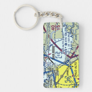 Porte-clefs Carte de l'aéroport Palo Alto / diagramme de taxi
