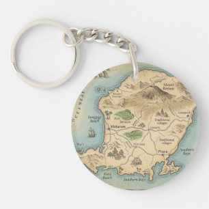 Porte-clefs Carte de l'île de Lombok en Indonésie sur un porte