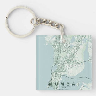 Porte-clefs Carte de Mumbai Inde & Texte personnalisé