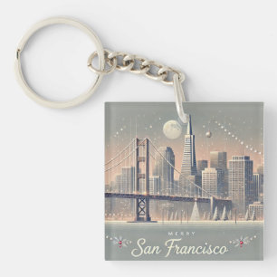 Porte-clefs Carte de Noël de San Francisco Pont Golden Gate