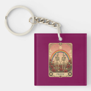 Porte-clefs Carte de tarot vintage Fierté Squelette Amants Arc