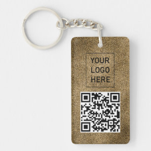 Porte-clefs Carte de visite QR Code Pailletée Or Votre Logo   