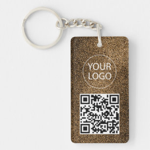 Porte-clefs Carte de visite QR Code Pailletée Or Votre Logo