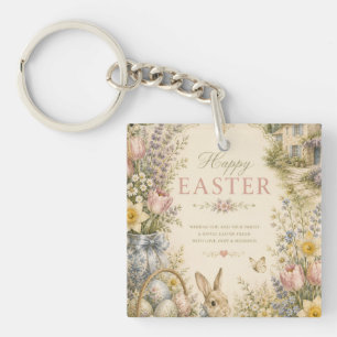 Porte-clefs Carte de vœux de Pâques élégante de style campagne
