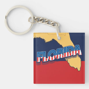 Porte-clefs carte des étoiles et des bandes de Floride