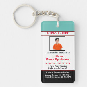 Porte-clefs Carte d'identification de l'ID d'alerte Médicale p