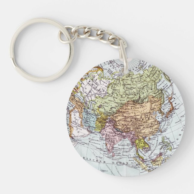 Porte-clefs Carte du 19ème siècle de l'Asie (Devant)