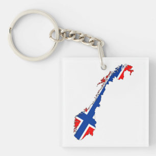 Porte-clefs carte du drapeau de la norvège