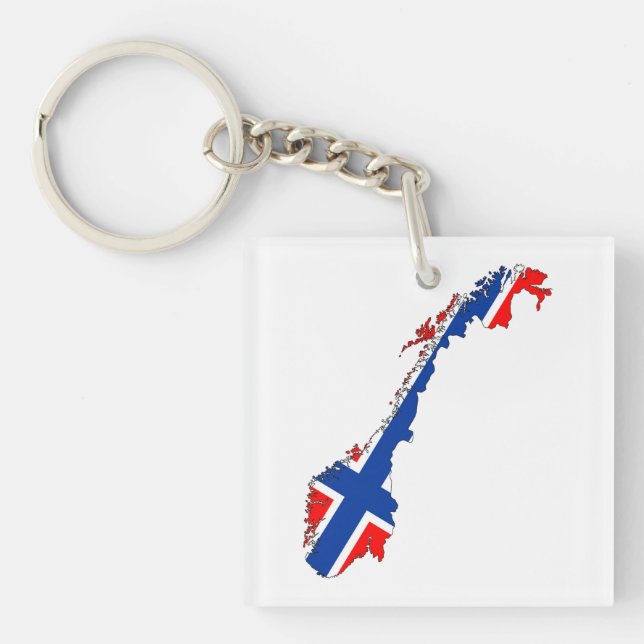 Porte-clefs carte du drapeau de la norvège (Devant)