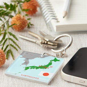 Porte-clefs Carte du Japon Séisme Activité Sismique