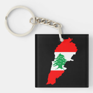 Porte-clefs Carte du Liban avec aimant en pierre de drapeau