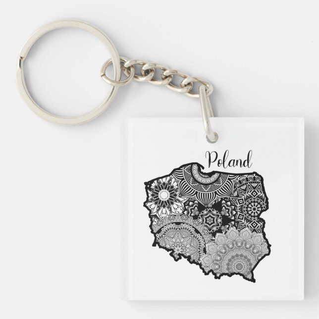 Porte-clefs Carte du Mandala en Pologne (Devant)