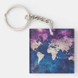 Porte-clefs Carte du monde céleste vintage (4)