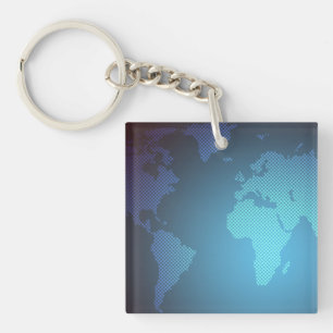 Porte-clefs Carte du monde en points numériques avec dégradé a