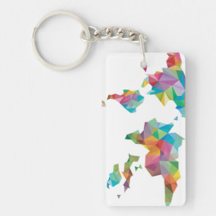 Porte-clefs Carte du monde faite de formes géométriques