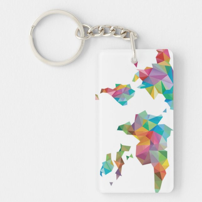 Porte-clefs Carte du monde faite de formes géométriques (Devant)