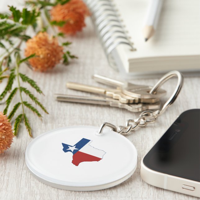 Porte-clefs Carte du Texas Formé Texan Lone Star drapeau de l' (Devant Droit)