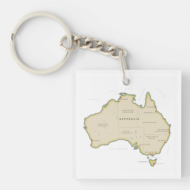 Porte-clefs Carte illustrée de l'Australie (Devant)
