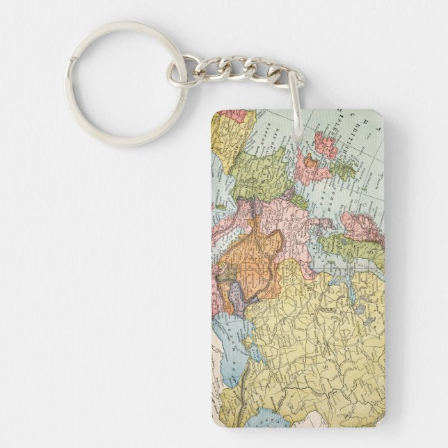 PORTE-CLEFS CARTE : L'EUROPE, 1885 (Devant)